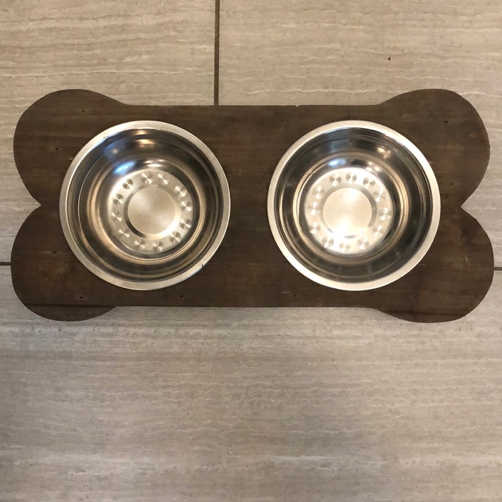 Rustic wood dog bowls